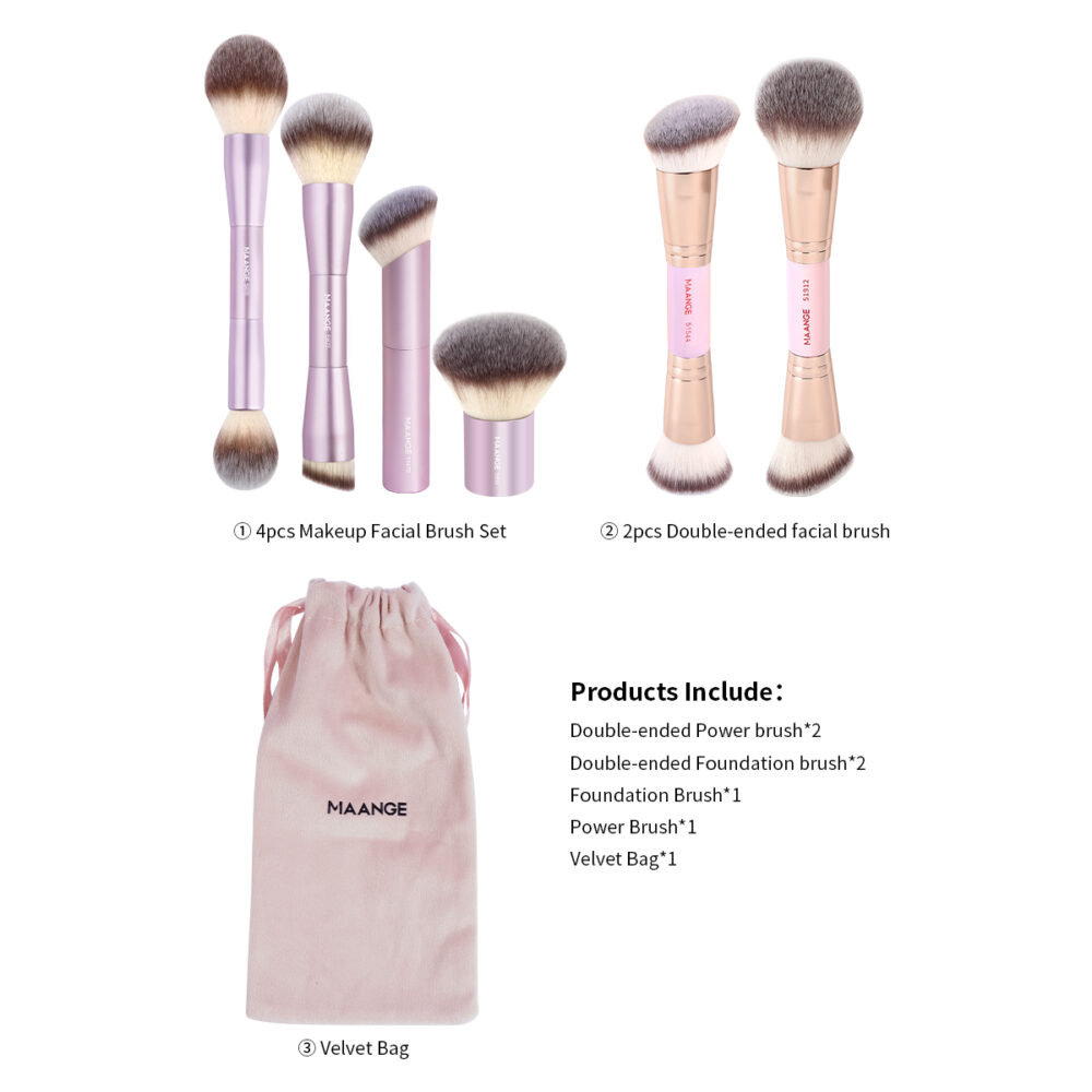 6 pcs facial makeup brush set with velvet bag - Image 8