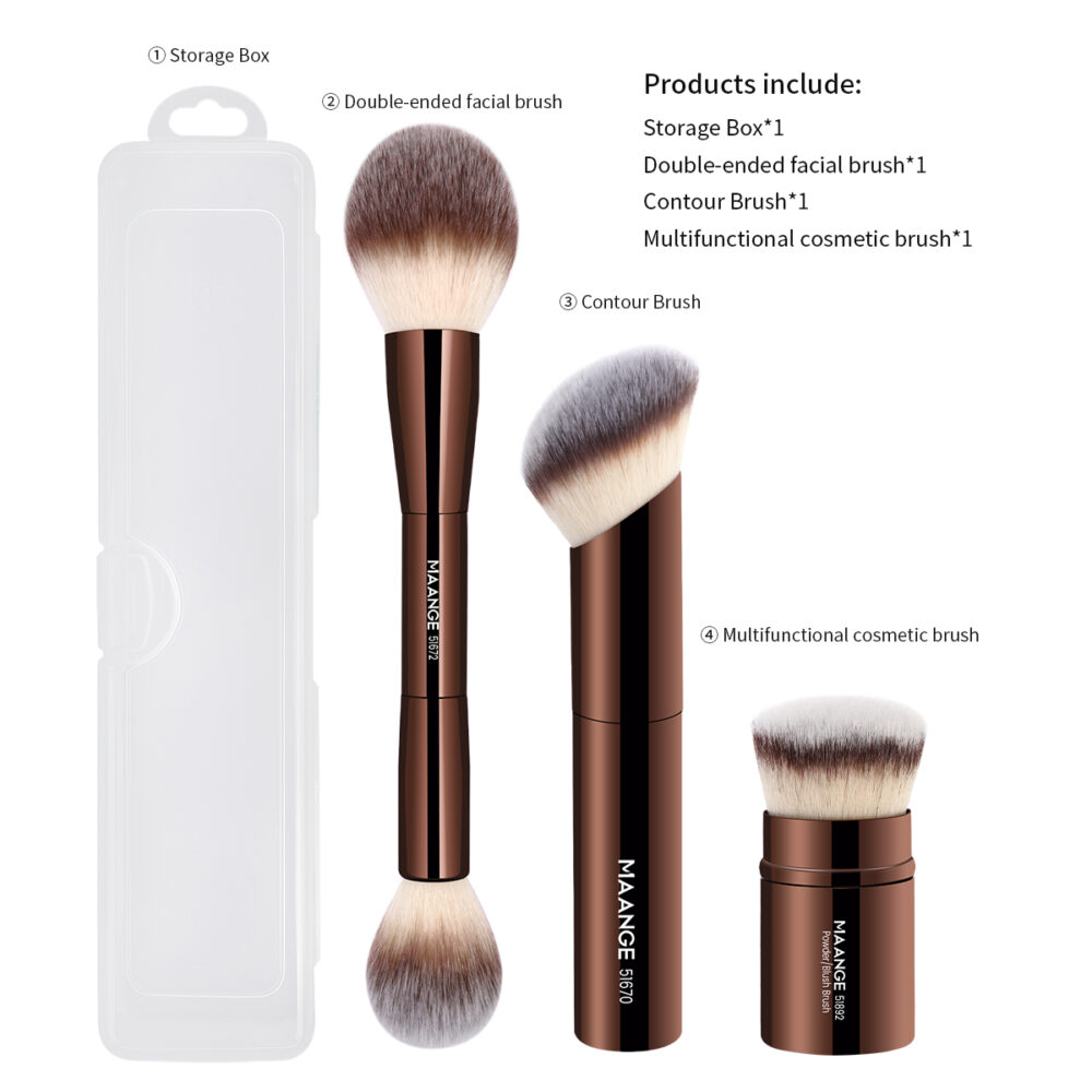 3 pcs aluminum handle makeup brush set with gift organizer box - Image 7