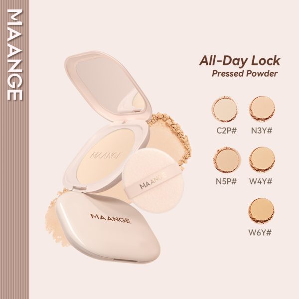 MAANGE Oil-Control Matte Pressed Powder Long-Lasting & Water-Resistant Includes Puff