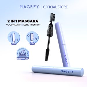MAGEFY Waterproof 2-in-1 Mascara & Lash Comb Volumizing & Lengthening Quick-Dry Smudge-Proof & Lightweight
