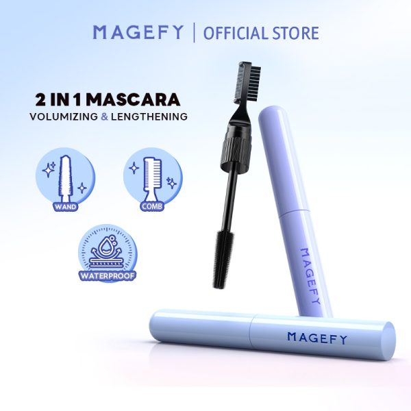 MAGEFY Waterproof 2-in-1 Mascara & Lash Comb Volumizing & Lengthening Quick-Dry Smudge-Proof & Lightweight