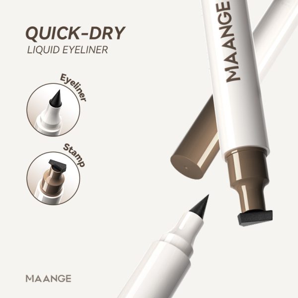MAANGE 2-in-1 Stamp & Liquid Eyeliner Pen Dual-ended with Winged Stamp Highly Pigmented Waterproof Smudge-proof & Quick-Drying