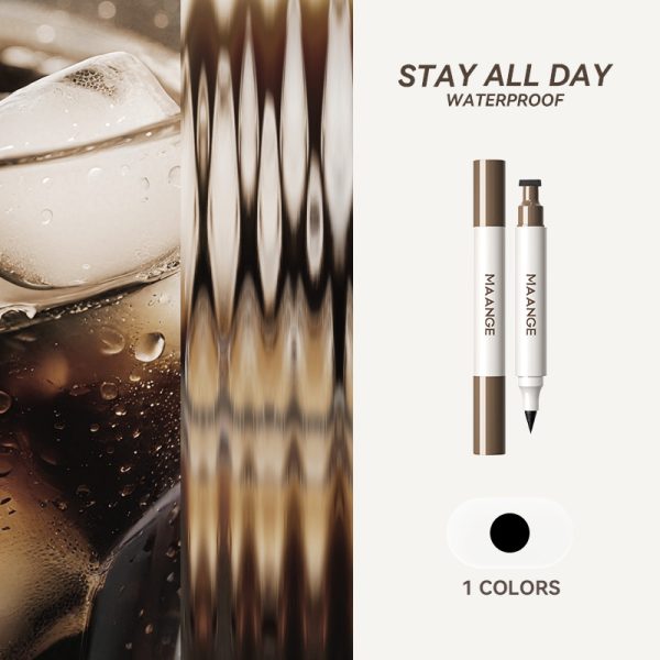 MAANGE 2-in-1 Stamp & Liquid Eyeliner Pen Dual-ended with Winged Stamp Highly Pigmented Waterproof Smudge-proof & Quick-Drying