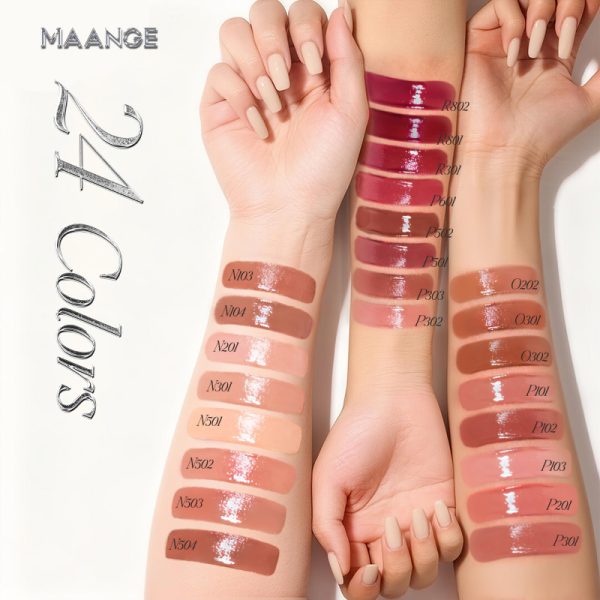MAANGE Satin Non-Transfer Lipstick 16-Hour Wear 24 Shades  Luminous Satin Finish Full Coverage for Dark Lips Non-Sticky Waterproof & Smudge-Proof