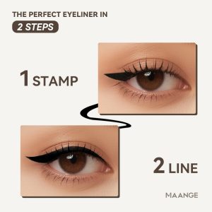 MAANGE 2-in-1 Stamp & Liquid Eyeliner Pen Dual-ended with Winged Stamp Highly Pigmented Waterproof Smudge-proof & Quick-Drying - 图片 3