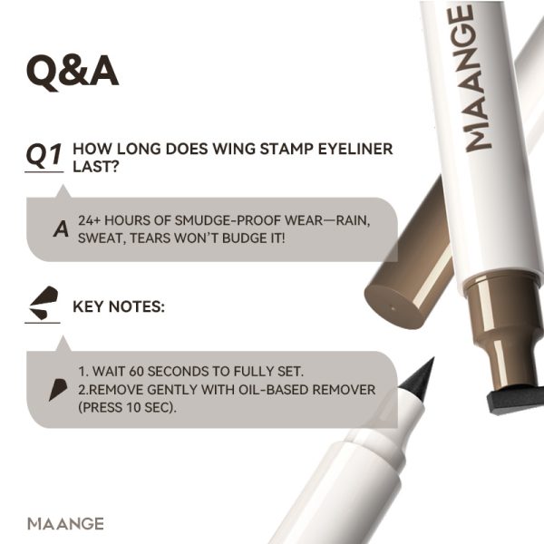 MAANGE 2-in-1 Stamp & Liquid Eyeliner Pen Dual-ended with Winged Stamp Highly Pigmented Waterproof Smudge-proof & Quick-Drying
