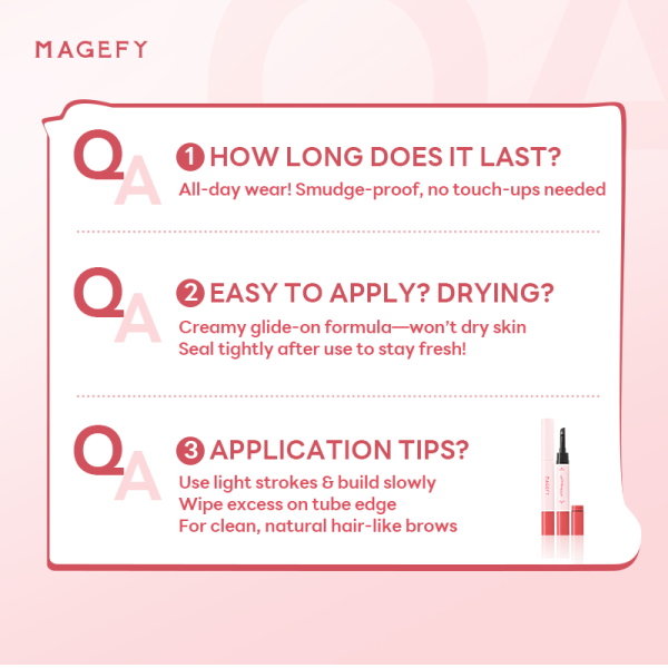 MAGEFY Cream Brow Pomade 2-in-1 Formula Fade, Water & Sweat Resistant Smudge & Clump Free