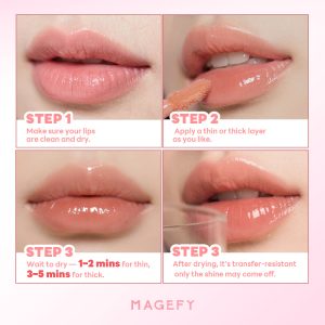 MAGEFY Mirror Gloss Lip Lacquer Non-Fading & Transfer-Resistant Non-Sticky & Hydrating Waterproof Formula - 图片 4