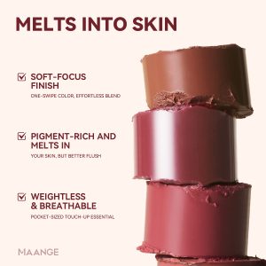 MAANGE Multi-Blush & Lip Stick Smooth Blendable Formula Natural Finish & High Pigment - 图片 6