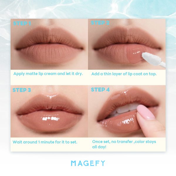 MAGEFY Clear Glossy Lip Lacquer | Non-Fading & Transfer-Resistant | Hydrating & Non-Sticky | Waterproof with Plumping Shine