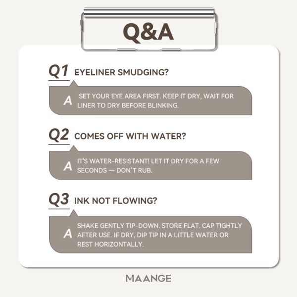 MAANGE Ultra-Fine Waterproof Eyeliner (Black) Even Application Long-Lasting & Natural Look