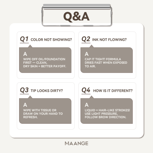 MAANGE 4-Prong Liquid Brow Pen Long-Lasting Color-Locking Waterproof