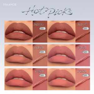 MAANGE Transfer-Proof Matte Lipstick Waterproof Fade-Resistant & Non-Drying High-Pigment & Lightweight - 图片 8