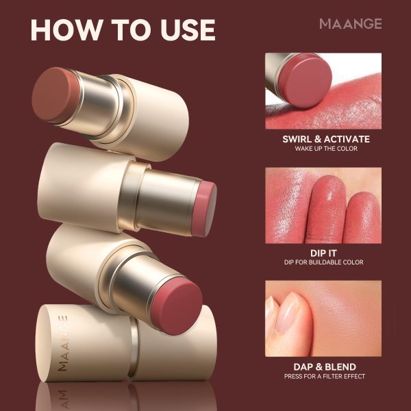 MAANGE Multi-Blush & Lip Stick Smooth Blendable Formula Natural Finish & High Pigment