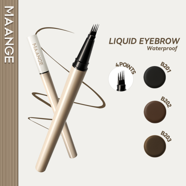 MAANGE 4-Prong Liquid Brow Pen Long-Lasting Color-Locking Waterproof