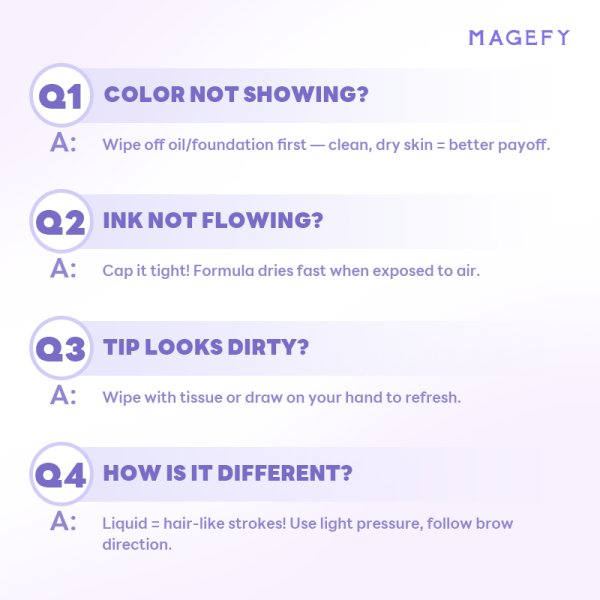 MAGEFY Waterproof Ultra-Fine 2-Prong Liquid Brow Pen 24H Long-Lasting Wear