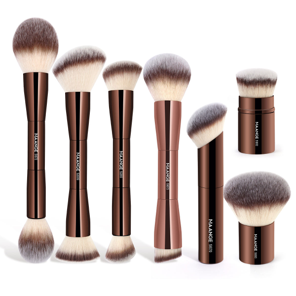 MAANGE Fluffy Powder Foundation Brush Double Ended Make up Brush 7 Pcs Professional Makeup Brushes Set
