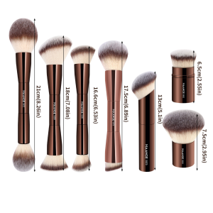 MAANGE Fluffy Powder Foundation Brush Double Ended Make up Brush 7 Pcs Professional Makeup Brushes Set - 图片 4