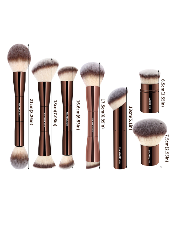MAANGE Fluffy Powder Foundation Brush Double Ended Make up Brush 7 Pcs Professional Makeup Brushes Set