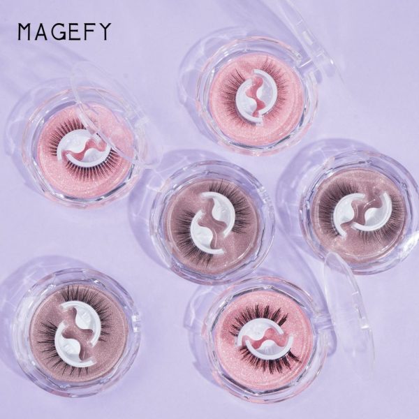 MAGEFY Self Adhesive False Eyelashes Cat Eye Full Strip Eyelashes Self Adhesive Silk False Lashes