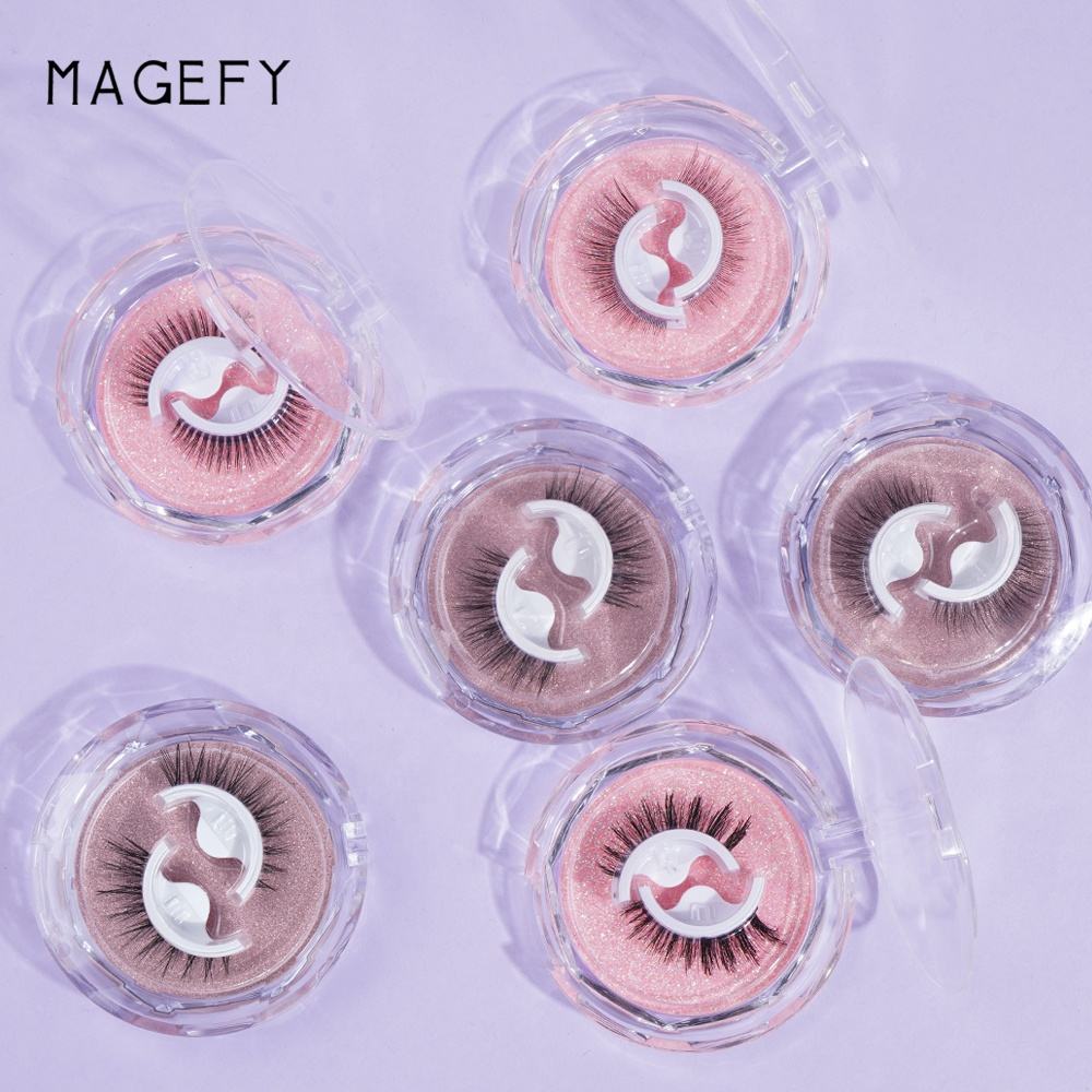 MAGEFY Self Adhesive False Eyelashes Cat Eye Full Strip Eyelashes Self Adhesive Silk False Lashes