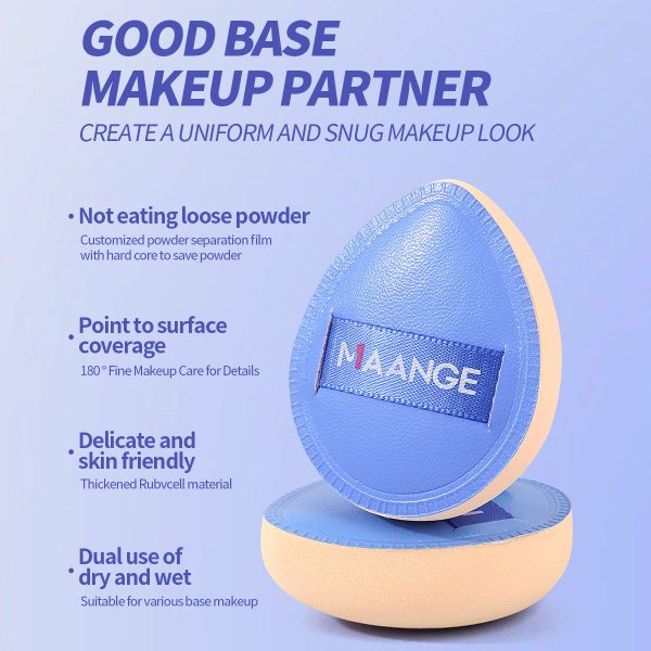 MAANGE Air Cushion Powder Puff Makeup Soft Foundation Powder Blue teardrop-shaped Portable Mini Powder PuffCosmetic Puff