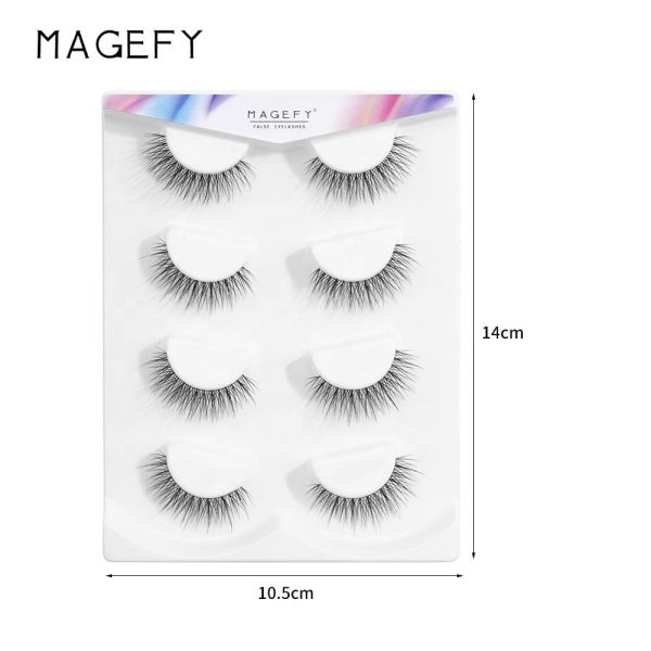 MAANGE Silk Lash Trays Vendor Private Label clear Band Cat Eye Lashes Full Strip Eyelashes