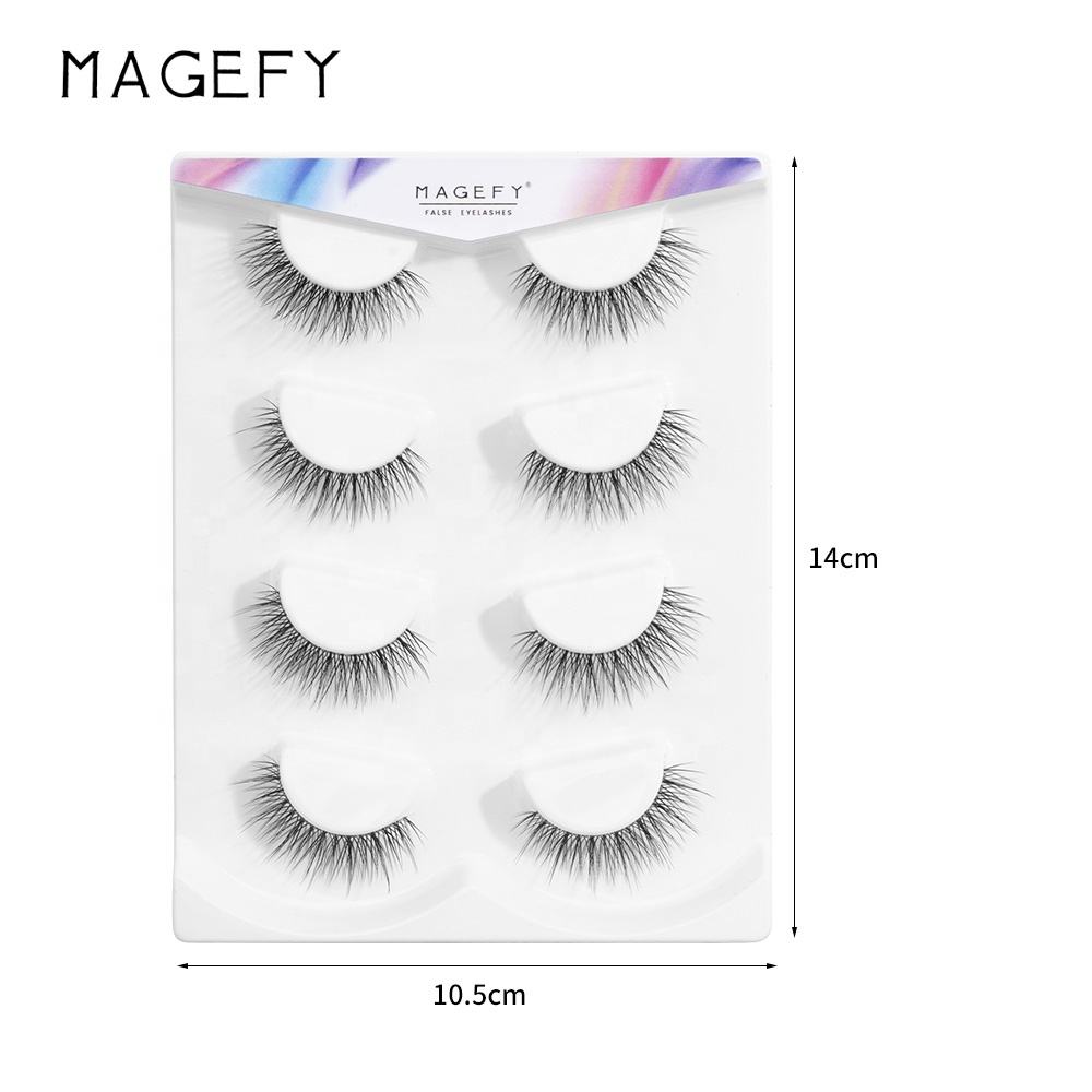 MAANGE Silk Lash Trays Vendor Private Label clear Band Cat Eye Lashes Full Strip Eyelashes - 图片 5