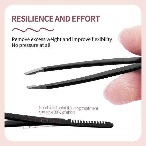 MAANGE Makeup Tools Double Ended Slant Tweezers Professional Stainless Steel Eyebrow Tweezer Black Eyelash Tweezers with Comb