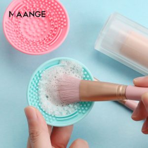 MAANGE Support Sample Service Wholesale Makeup Brush Cleaning Pad Silicone Scrubbing Tray