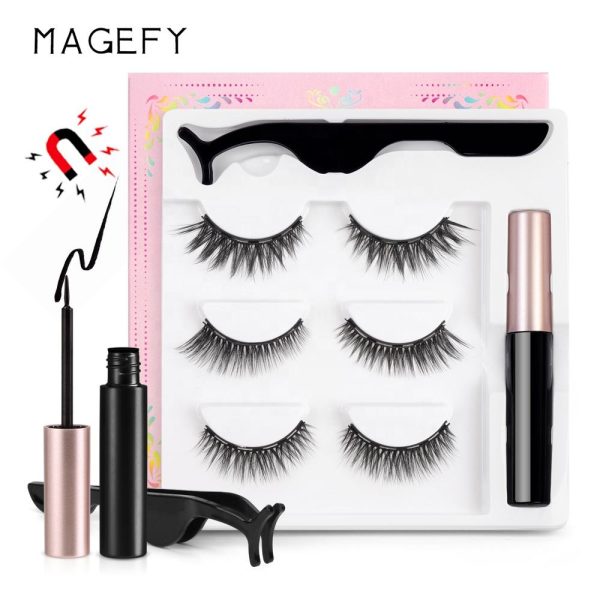 MAANGE Magnetic Eyelashes Magnetic Lashes Set with Eyeliner 3d Natural Magnetic Eyelashes Wholesale