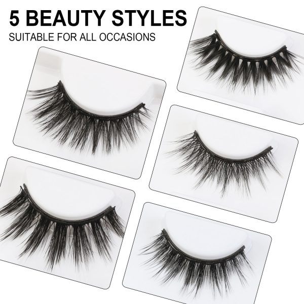 3D Faux Mink Magnetic Eyelashes 5 Magnets Magnetic False Eyelashes with Eyelashes Eyeliner Glue