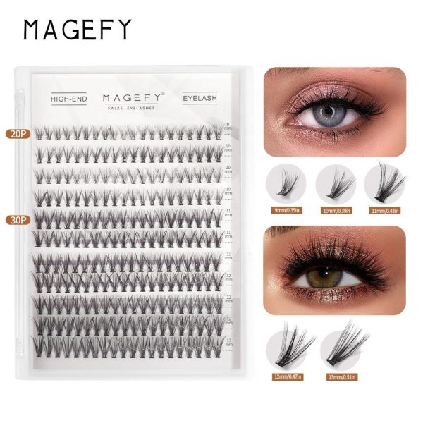 MAANGE DIY Eyelash Extensions Segment Eyelash Individual Cluster Knot Free Silk Lashes Eyelash Extensions