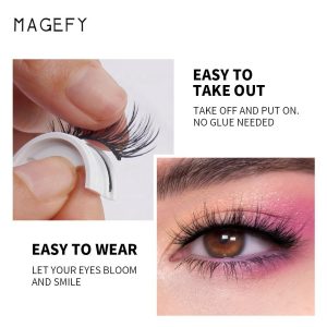 MAGEFY Self Adhesive False Eyelashes Cat Eye Full Strip Eyelashes Self Adhesive Silk False Lashes - 图片 3