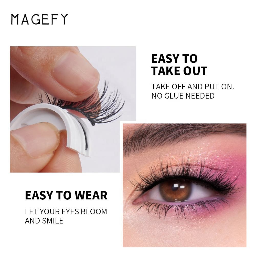 MAGEFY Self Adhesive False Eyelashes Cat Eye Full Strip Eyelashes Self Adhesive Silk False Lashes - 图片 4