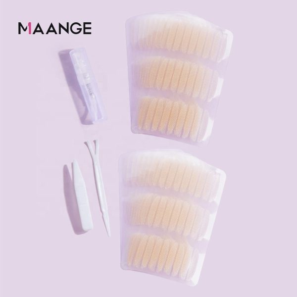 MAANGE Eyes Makeup Tools 15 Pieces Breathable Lace Waterproof Invisible Double Eyelid Sticker With Small Spray Tweezers and Y-f