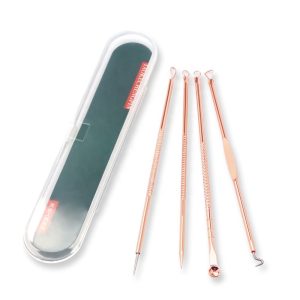 Acne Needle 4pcs/set Gold Stainless Steel Blackhead Remover Tool Comedone Pimple Acne Needle - 图片 2
