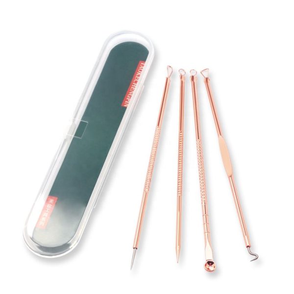 Acne Needle 4pcs/set Gold Stainless Steel Blackhead Remover Tool Comedone Pimple Acne Needle