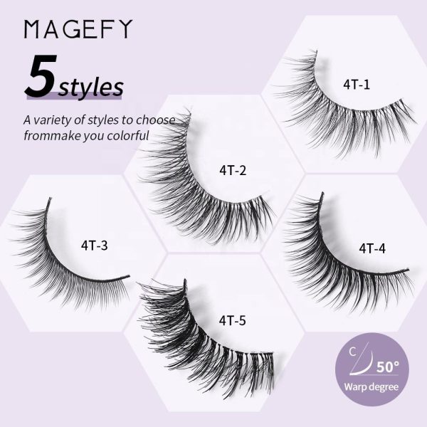 MAANGE Handmade Silk False Eyelashes Cat Eye Wispy Strip Lashes 4 Pairs Wholesale Made of Synthetic Fiber