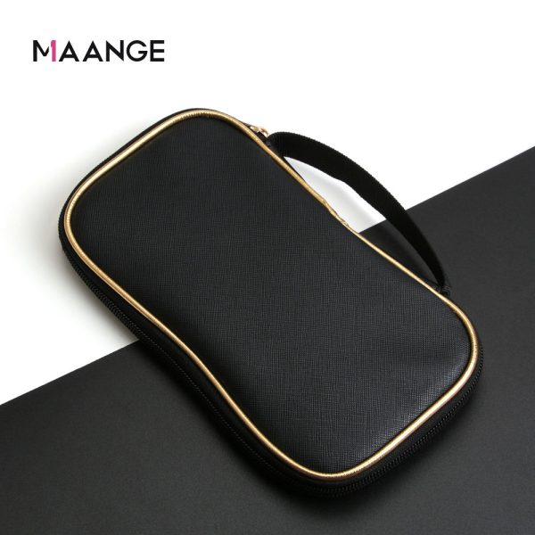 MAANGE Stand up Makeup Brush Travel Organizer Storage Holder Handbag Bags Zipper Waterproof Black Nylon Makeup Cosmetic Bag