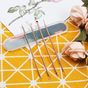Acne Needle 4pcs/set Gold Stainless Steel Blackhead Remover Tool Comedone Pimple Acne Needle - 图片 4