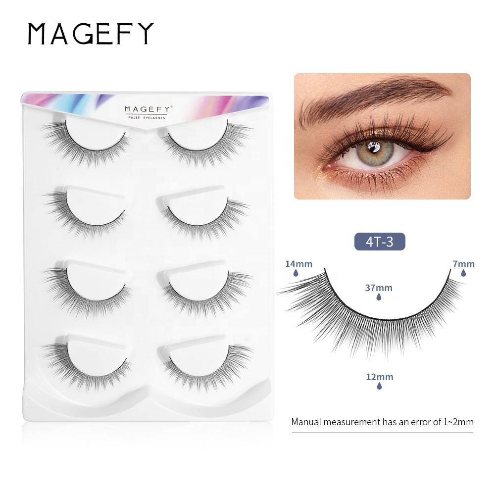 MAANGE OEM Natural clear Band Lashes Full Strip Eyelashes Vegan Faux Mink Cat Eye clear Band Lashes Vendor - 图片 5
