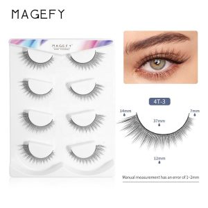 MAANGE Handmade Silk False Eyelashes Cat Eye Wispy Strip Lashes 4 Pairs Wholesale Made of Synthetic Fiber - 图片 3