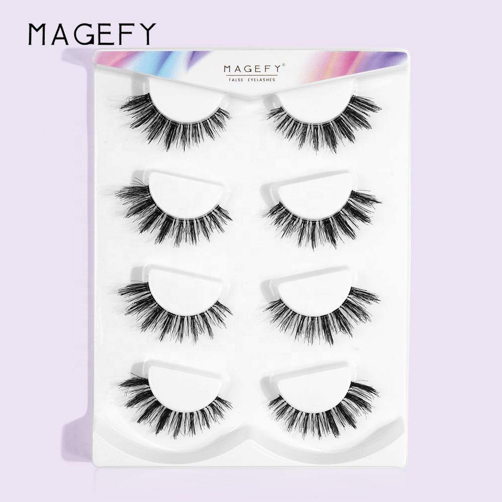 MAANGE Silk Lash Trays Vendor Private Label clear Band Cat Eye Lashes Full Strip Eyelashes - 图片 2