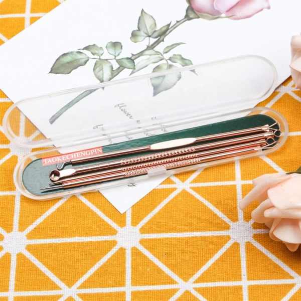 Acne Needle 4pcs/set Gold Stainless Steel Blackhead Remover Tool Comedone Pimple Acne Needle