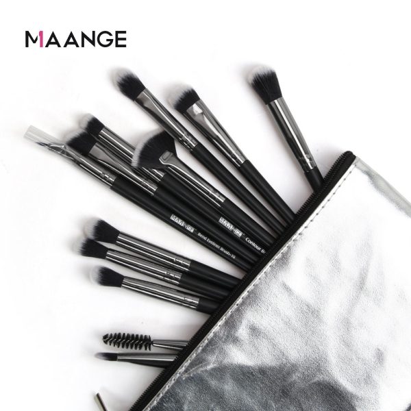 MAANGE Black Silver Pink Wholesale Custom Logo Cosmetic Makeup Organizer Bags Waterproof PU Leather Zipper Small Cosmetic Bag