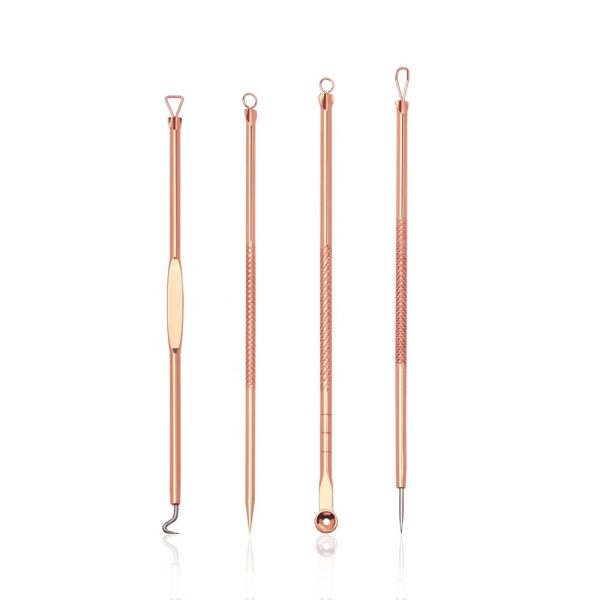 Acne Needle 4pcs/set Gold Stainless Steel Blackhead Remover Tool Comedone Pimple Acne Needle