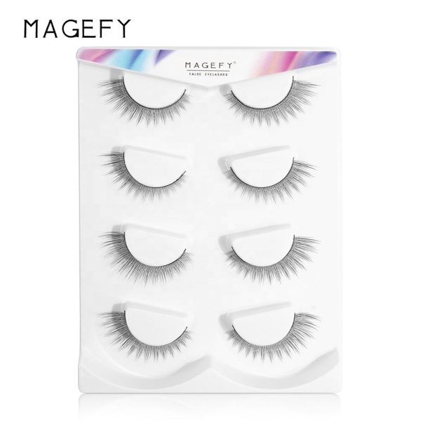 MAANGE OEM Natural clear Band Lashes Full Strip Eyelashes Vegan Faux Mink Cat Eye clear Band Lashes Vendor