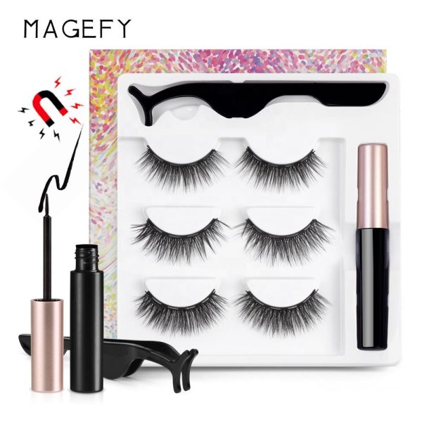 MAANGE Magnetic Lashes Natural False Eyelashes Kit with Magnetic Private Label Magnetic Eyelashes