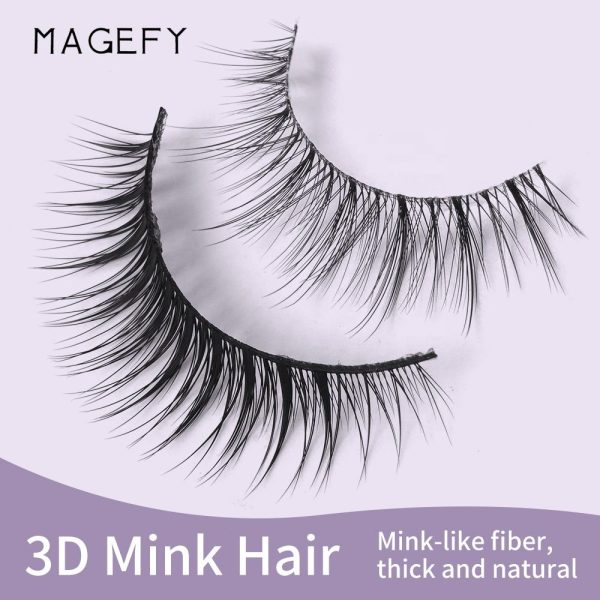 MAANGE OEM Natural clear Band Lashes Full Strip Eyelashes Vegan Faux Mink Cat Eye clear Band Lashes Vendor